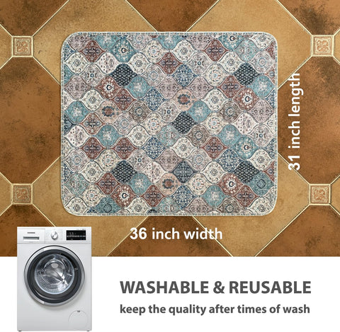 nunubaby Washable Pee Pads for Dogs, Stylish, Non-Slip and Leak-Proof Pee Pads. Reusable Potty Pads for Dogs for Crates and Floors.(Dark Red/Multi,31" x36" )