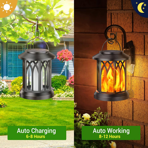 KOOPER 6 Pack Solar Lantern Outdoor Lights, Upgraded Flickering Flame Solar Lanterns Outdoor Waterproof, Auto ON/OFF Lanterns Decorative Outdoor, Hanging Lantern for Yard Patio Lawn Table Garden Decor
