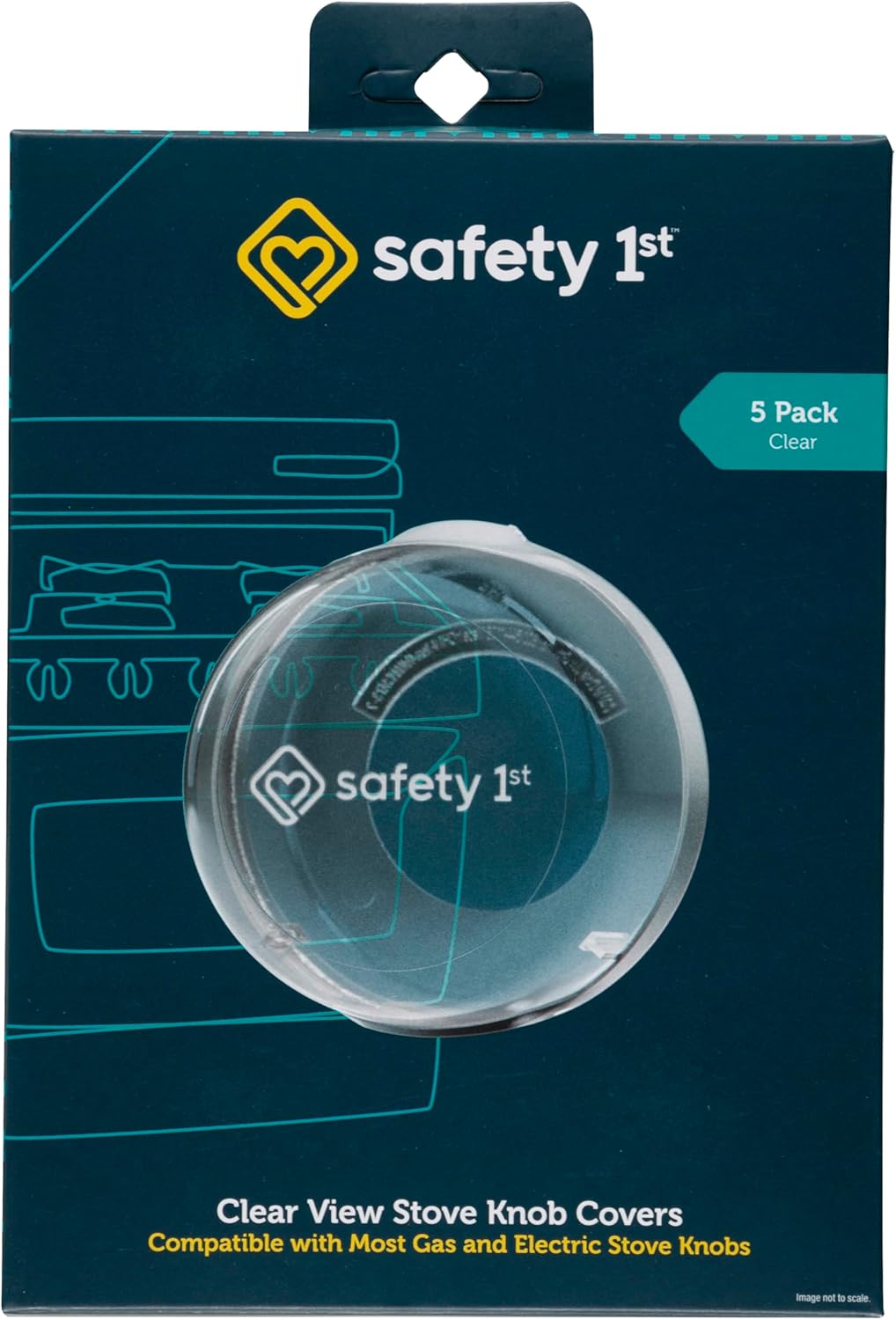 Safety 1st Child Proof Stove Knob Covers, Clear View Stove Knob Safety Covers (Set of 5)