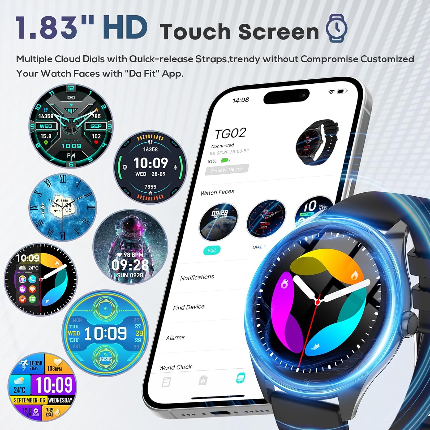 Smart Watch for Men, 1.39" HD Touchscreen Smartwatch with 120 Sports Modes, AI Voice Assistant, Heart Rate/Sleep Monitor, Bluetooth Call & Music Control Fitness Watch for iPhone/Android (Black)