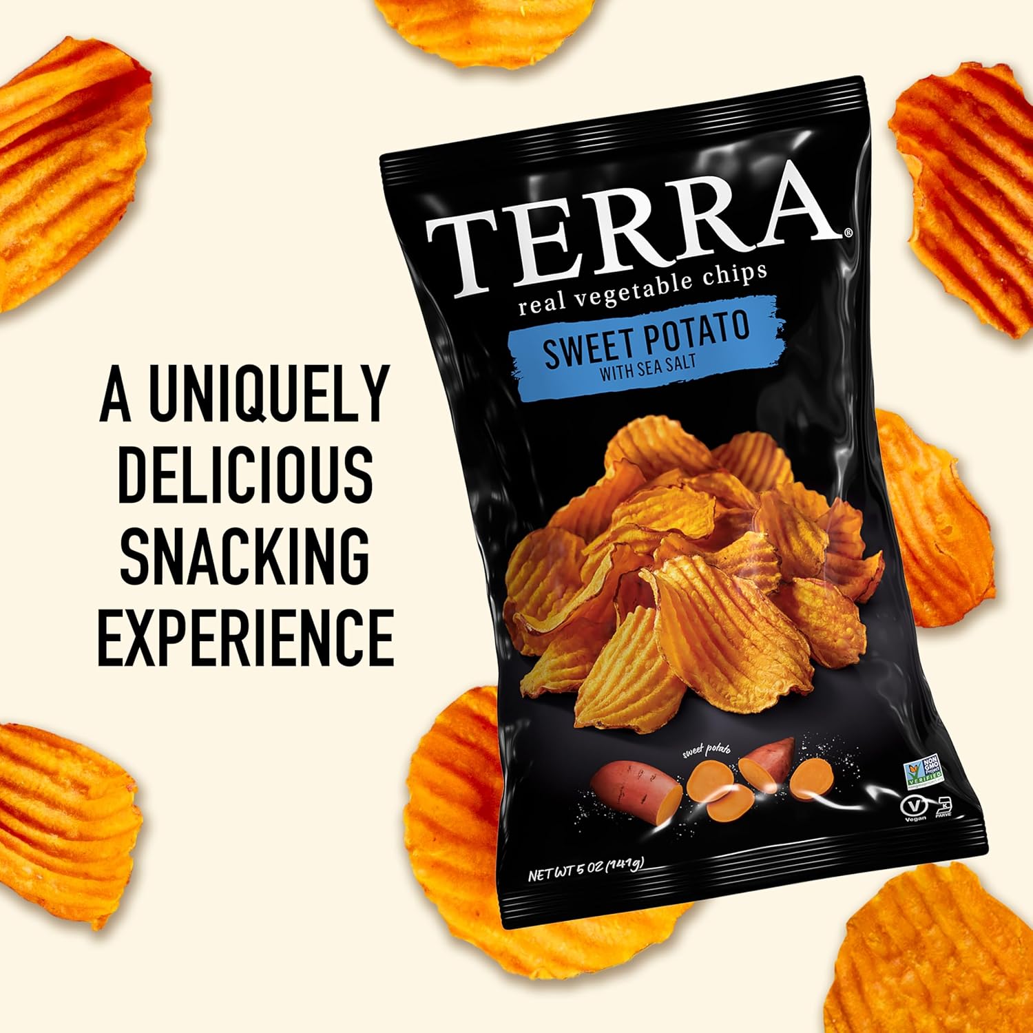 Terra Vegetable Chips, Sweet Potato with Sea Salt, 5 oz. (Pack of 12)
