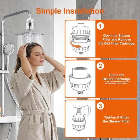 BBLIFE 2-Pack Shower Filter Replacement Cartridges with NSF-Certified Media