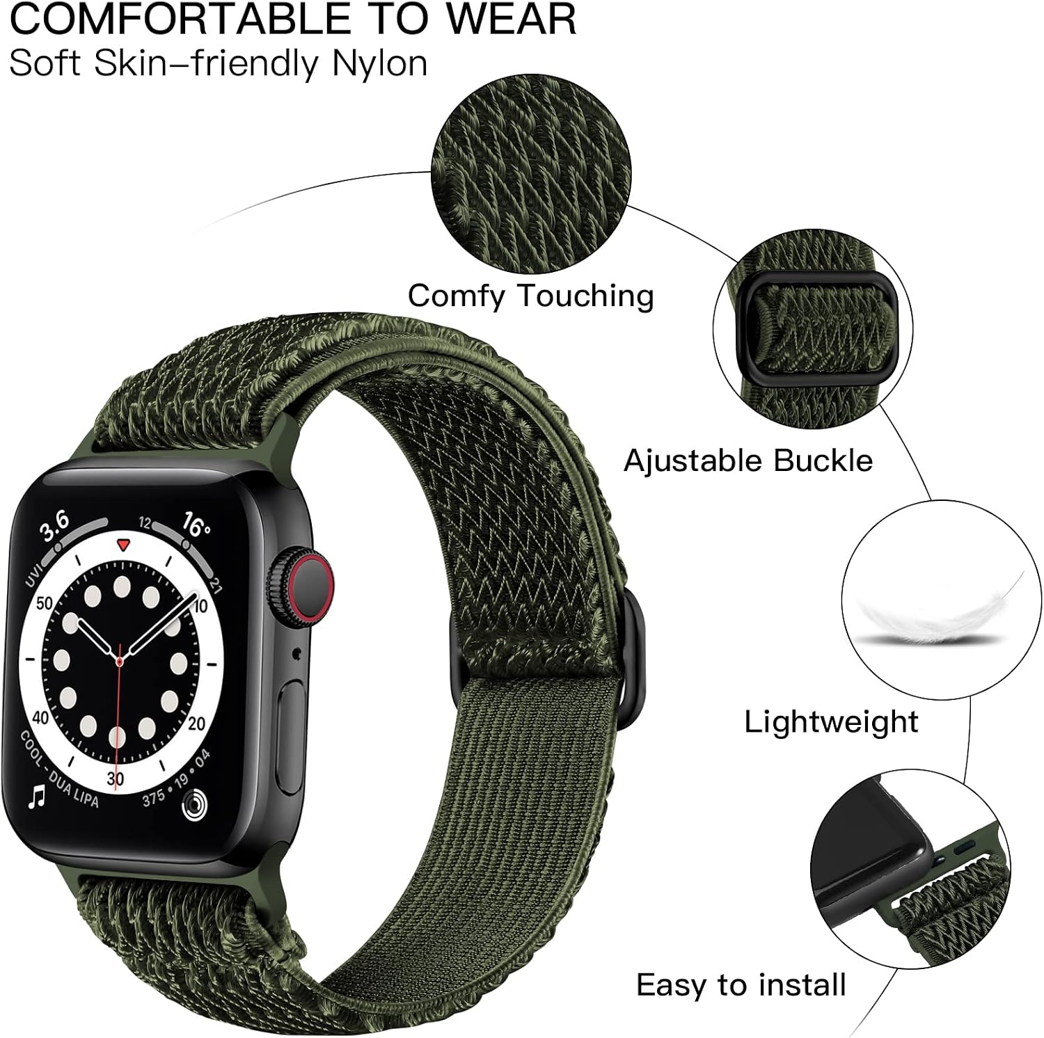 Lerobo Stretchy Nylon Band Compatible with Apple Watch Bands for Women Men