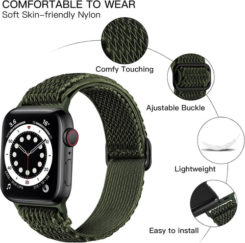 Lerobo Stretchy Nylon Band Compatible with Apple Watch Bands for Women Men