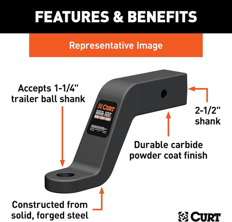Commercial Duty Forged Ball Mount (2-1/2" Shank, 20,000 lbs., 6" Drop)
