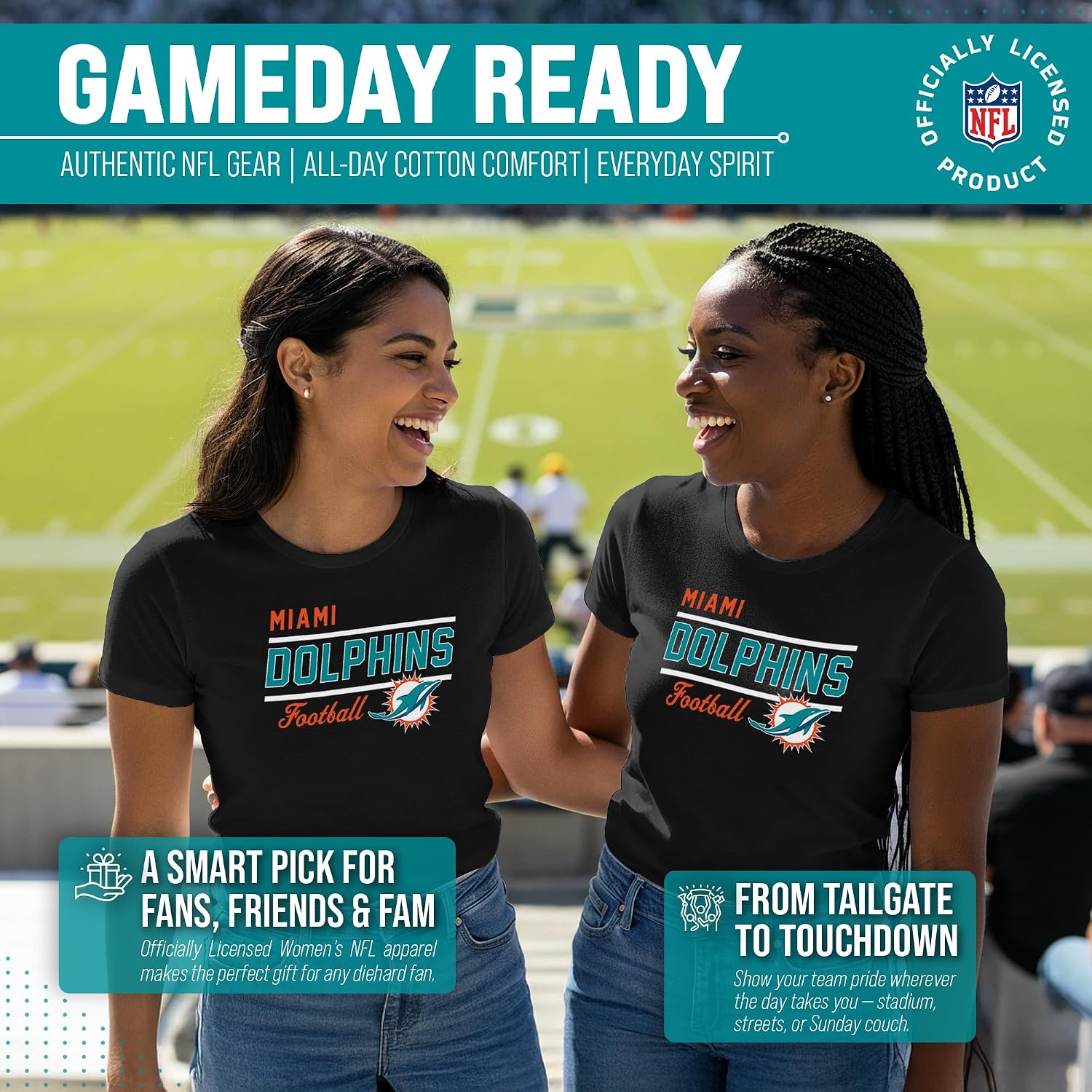 NFL Women's Gameday T-Shirt - Relaxed Fit Short Sleeve Tee