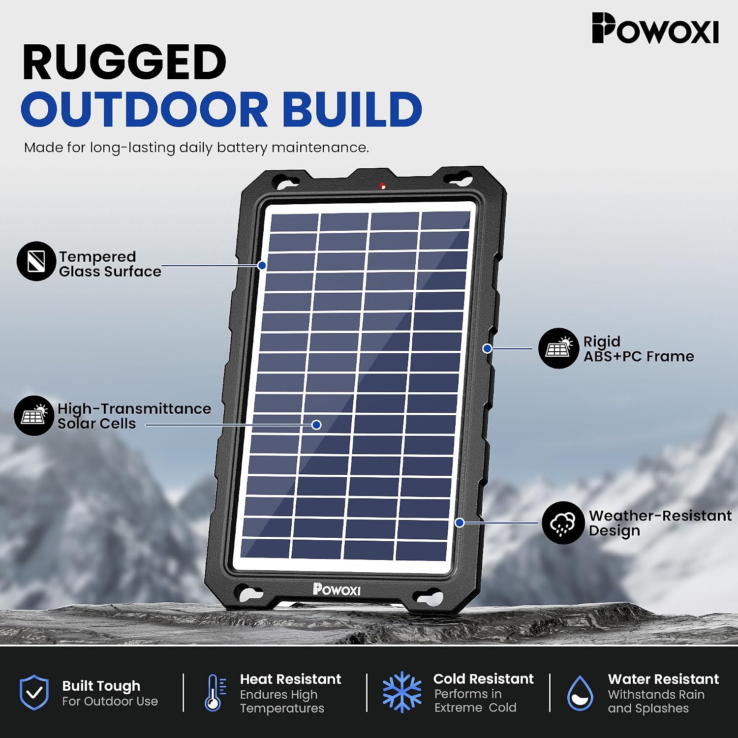 POWOXI 7.5W 12V Solar Battery Charger Trickle Maintainer Kit for Car
