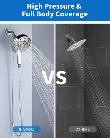 INAVAMZ 2 in 1 Shower Head with Handheld Combo High Pressure Nickel 2.5 GPM