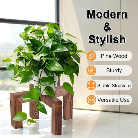 Vigordream Plant Stand, Indoor/Outdoor Wood Plant Holder, Flower Pot Stand