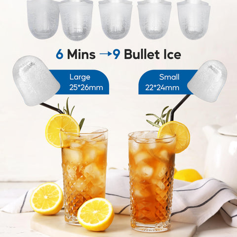 HealSmart Countertop Ice Maker Machine, Fast Making 9 Ice Cubes in 6 Minutes, Self-Cleaning with Scoop, Basket & Handle, 26.5lbs/24Hrs, 2 Sizes Bullet Ice, Portable for Kitchen, Office, Party, Black