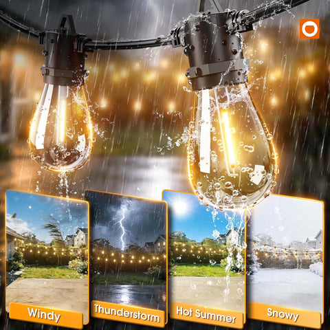 addlon 54FT(48+6) Solar String Lights Outdoor, Last 20+ Hrs, USB Charging