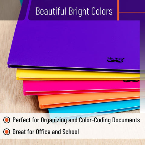Mr. Pen- Plastic Folders with Pockets, 5 pcs | Aesthetic File Folder with Business Card Slot, 2-Pocket Folder, Back to School, Office, Filing Supplies