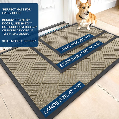 OLANLY Front Door Mat Outside Entrance 35x23, Waterproof Heavy-Duty Doormat