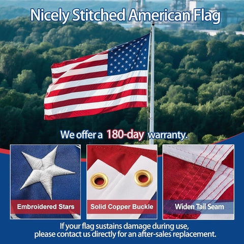 Made in USA American Flag 4x6Ft, Heavy Duty Nylon Outdoor Flag, Durable Construction for All Weather and High Wind Use, Fade Resistant, Weather Resistant, Long Lasting Premium Quality USA Flag