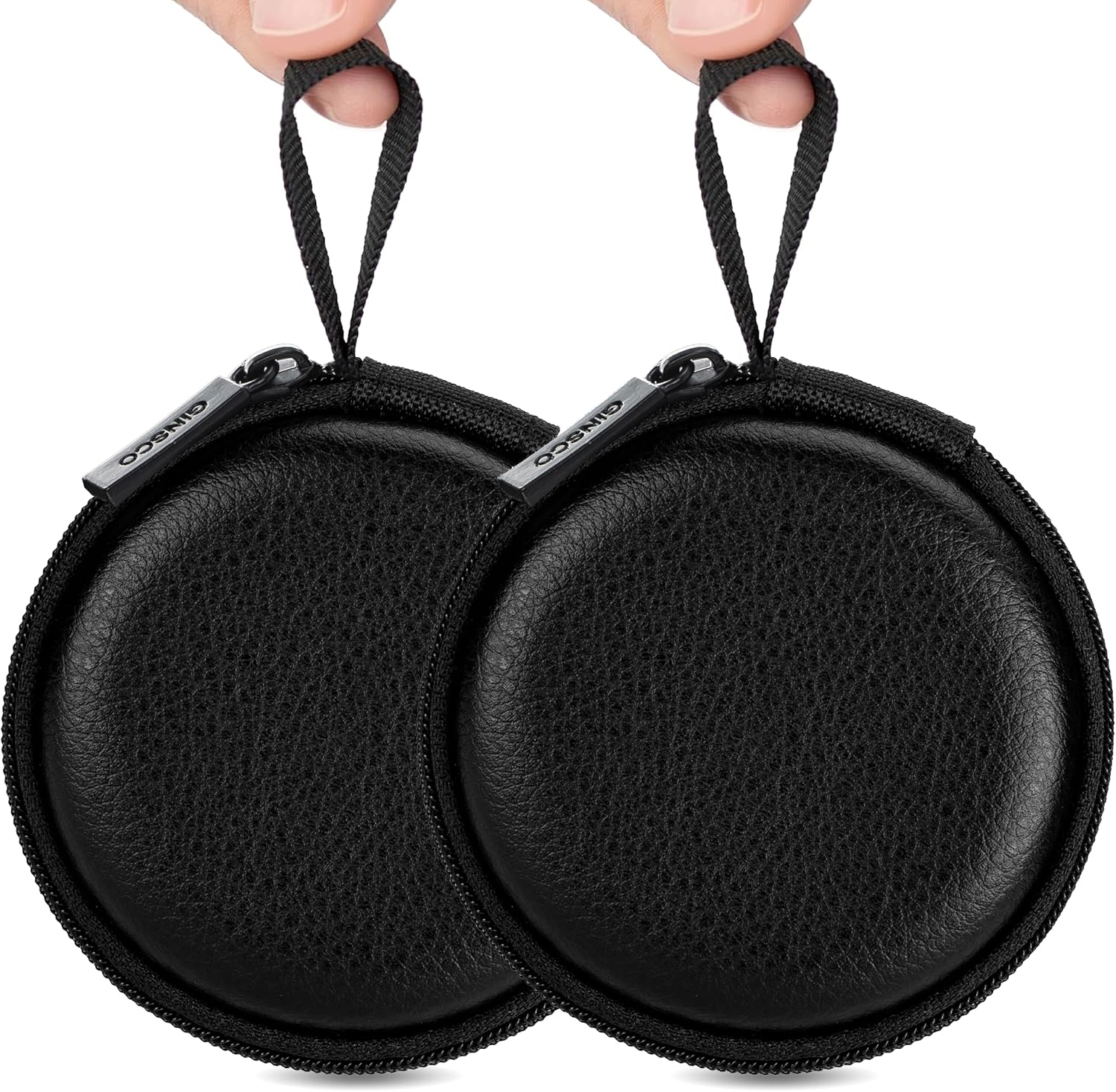 Ginsco Mini-Portable Hard Shell Earbuds Case for Apple EarPods Headphones USB-C Wired Ear Buds/Skullcandy Jib Wired Earbuds, Travel Case for Earphones Earplugs (2, Luxe Black)