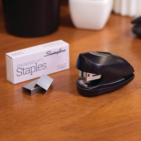 Swingline Tot Mini Stapler, 12 Sheet Capacity, Jam Free, includes 1000 Staples and Built-In Staple Remover, Black (79171)