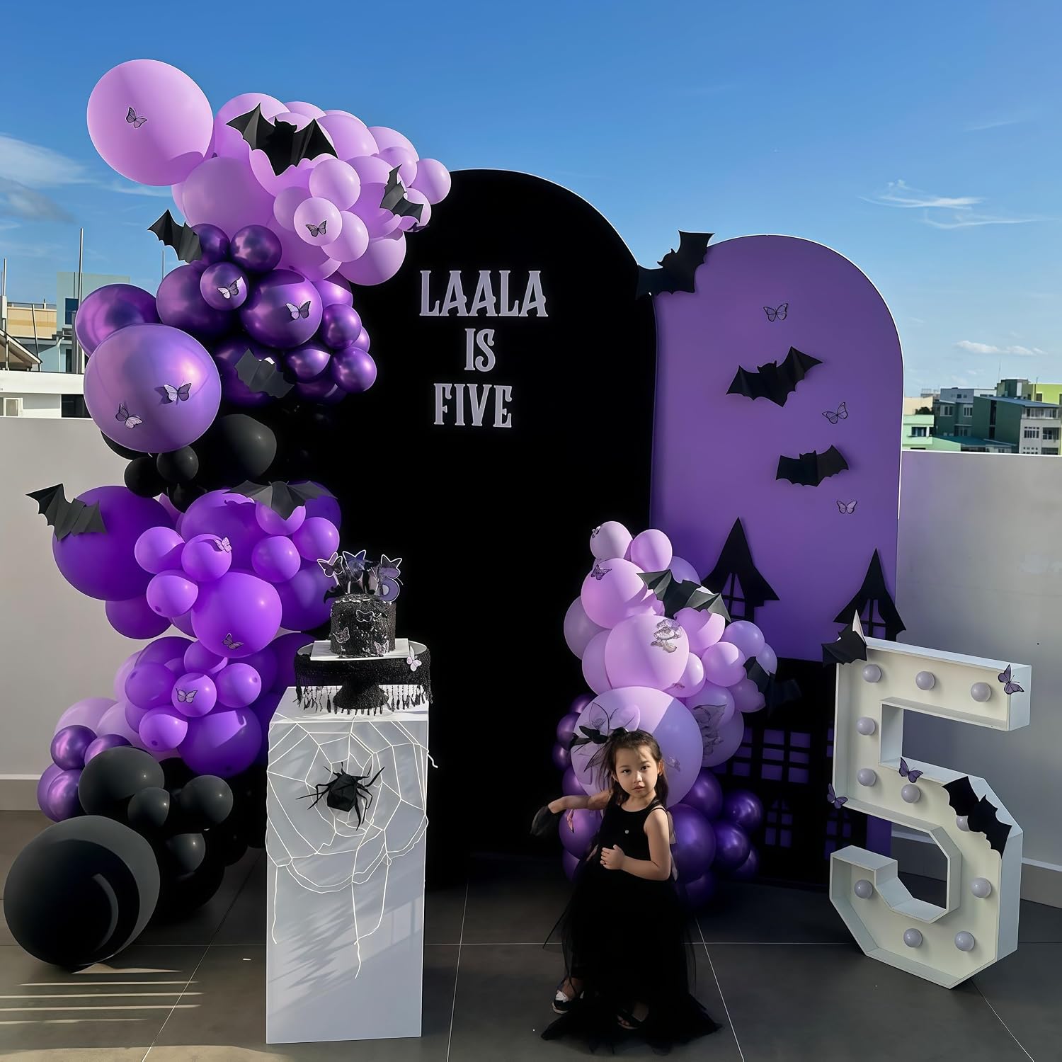 Isndare Purple Black Balloons, 12 Inch Dark Purple Light Balloons with Metallic Purple Confetti Latex Balloon Set for Girls Women Halloween Birthday Bridal Shower Wedding Party Decorations Is-02