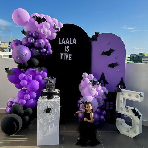 Isndare Purple Black Balloons, 12 Inch Dark Purple Light Balloons with Metallic Purple Confetti Latex Balloon Set for Girls Women Halloween Birthday Bridal Shower Wedding Party Decorations Is-02
