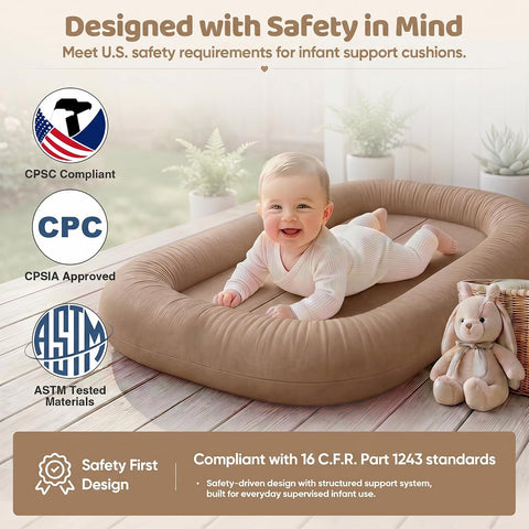 Baby Lounger, Infant Support Cushion 0-24 Months, Brown