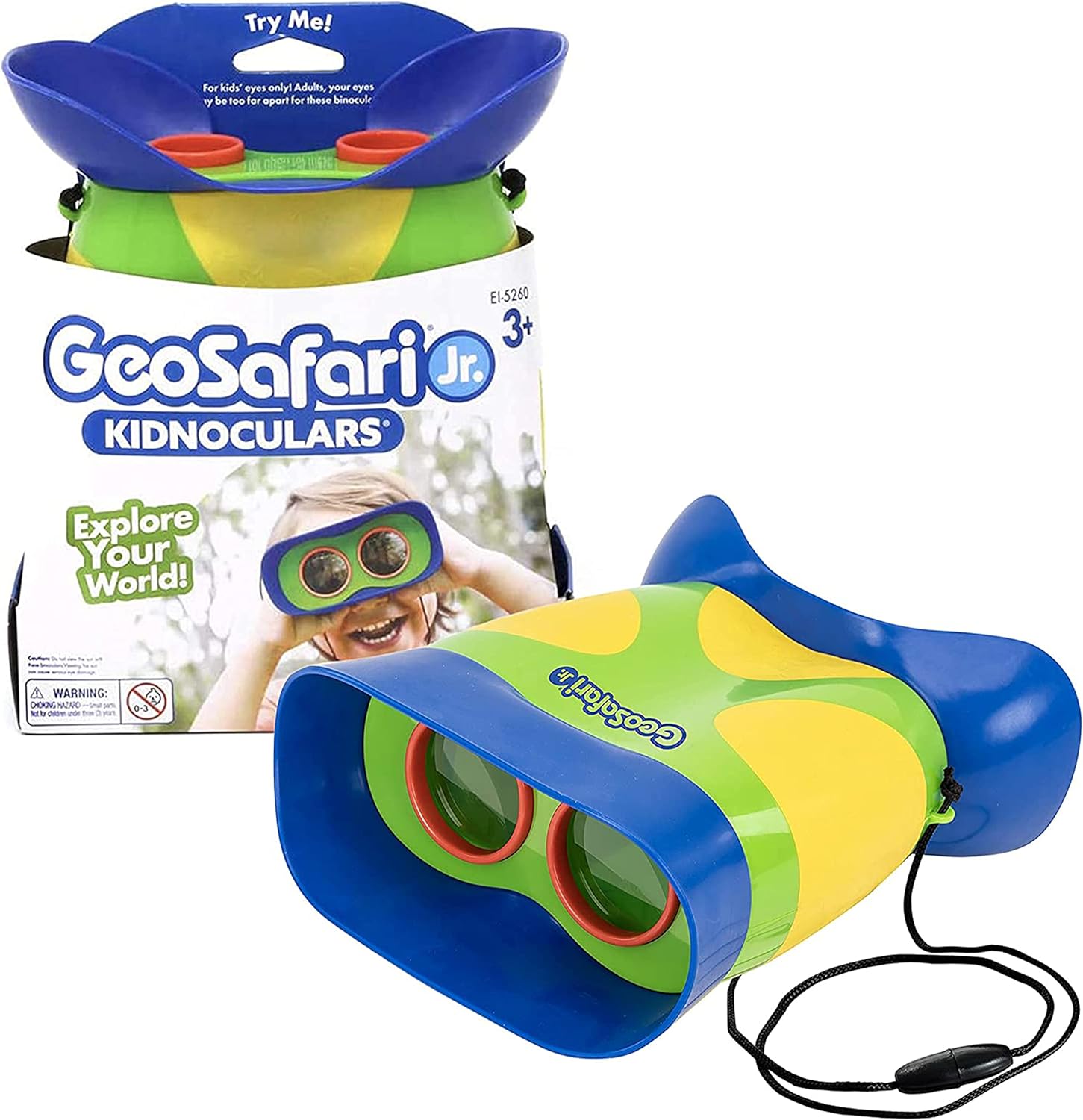 Educational Insights GeoSafari Kidnoculars - Toy Binoculars for Kids, Outdoor Toys for Kids Ages 4-8, Toddler Camping and Nature Toys, Lightweight Binoculars with Neck Strap, Bird Watching Gear