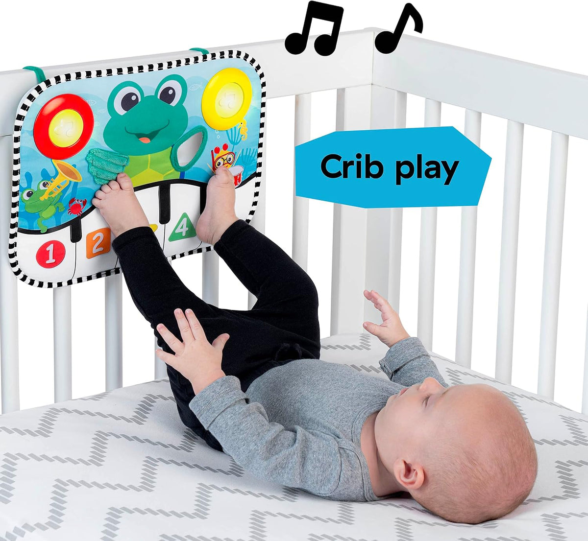 Baby Einstein Ocean Explorers Neptune's Kick & Explore Musical Kick Pad & Crib Toy, Tummy Time Mat, Learning Toy, for Ages 0 Months and up