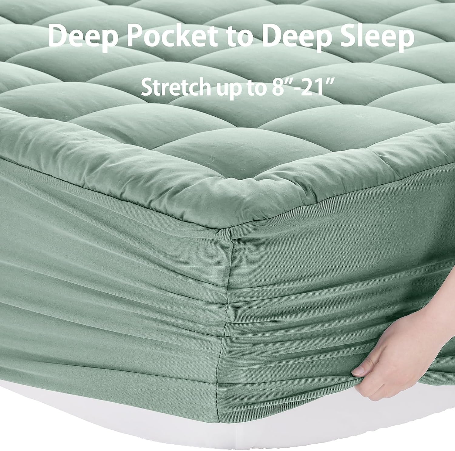 EASELAND Twin Size Mattress Pad Cotton Pillow Top Single Mattress Topper
