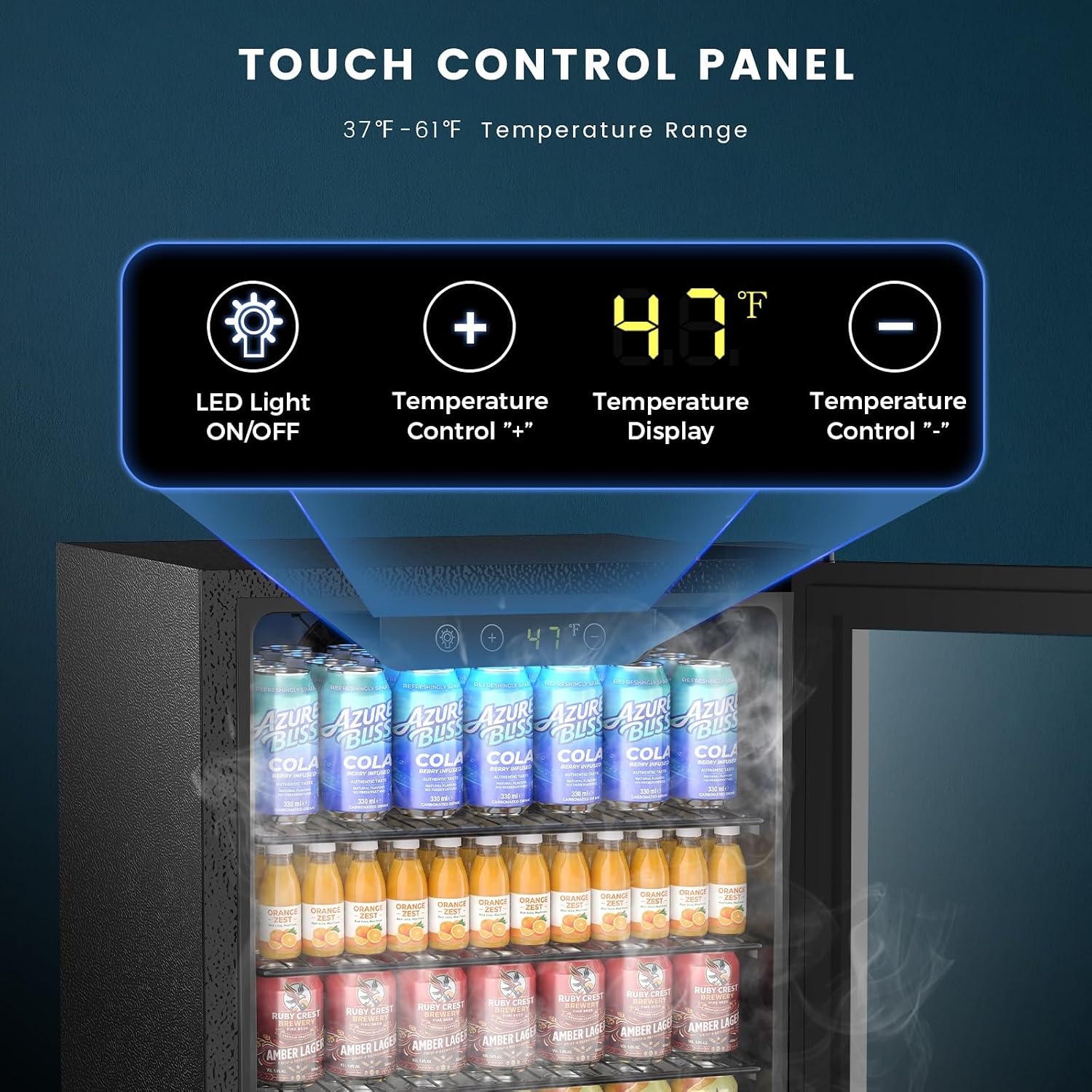 Electactic Mini Fridge 130 Can Beverage Refrigerator Cooler, 3.2 Cu.Ft Drink Fridge for Soda Wine Beer, Adjustable Temperature Control for Home Office, Black