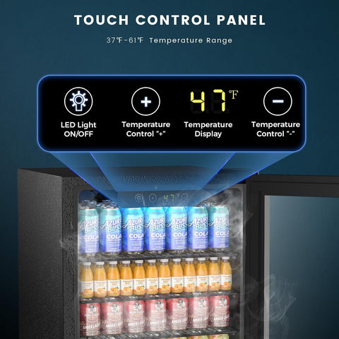 Electactic Mini Fridge 130 Can Beverage Refrigerator Cooler, 3.2 Cu.Ft Drink Fridge for Soda Wine Beer, Adjustable Temperature Control for Home Office, Black
