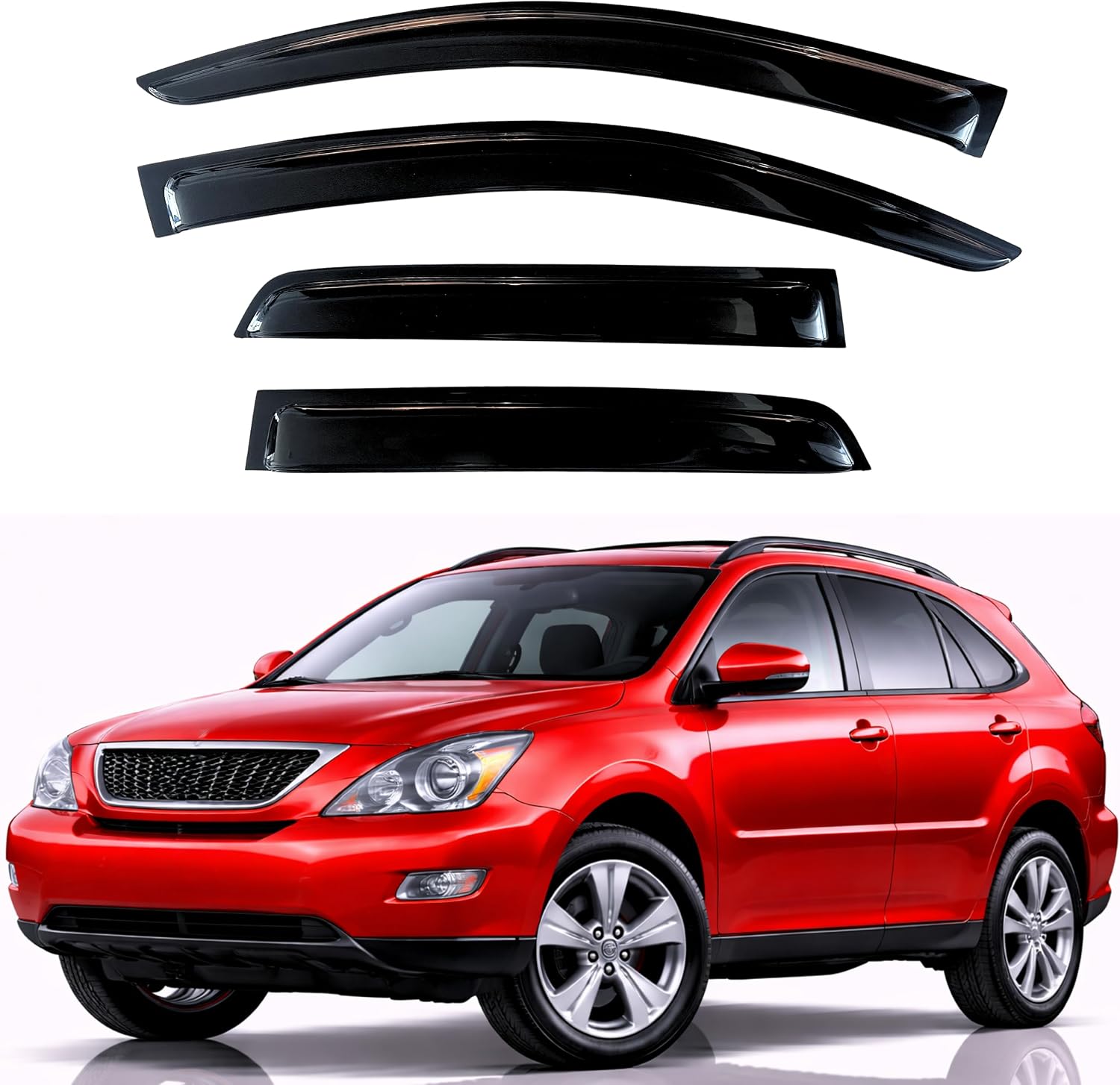 KPY Rain Guards Fit for 2004-2009 Lexus RX330 RX350 RX400h, Out-Channel Window Visors Vent Wind Deflectors 4PC, Car Accessories for 04-09 Lexus RX Series
