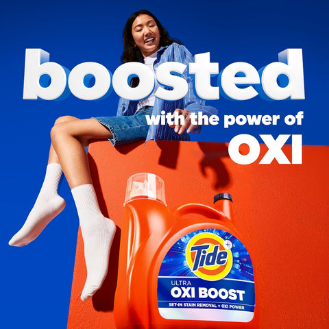 Tide Ultra Oxi Boost Liquid Laundry Detergent, 148 fl oz, 105 Loads, Advanced Stain Remover with Extra Oxi Power