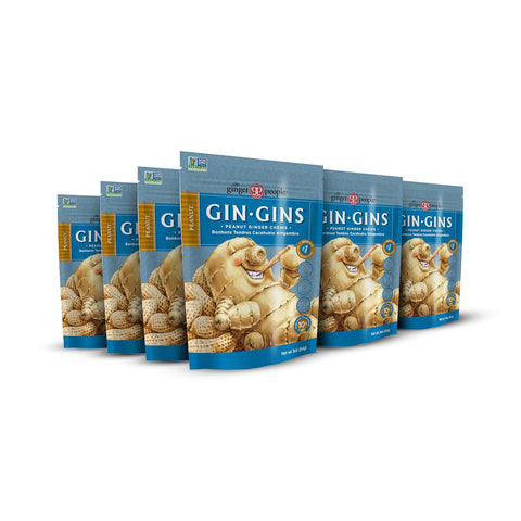 GIN GINS Peanut Ginger Chews Made w/ Fresh Ginger 3oz 12Pk