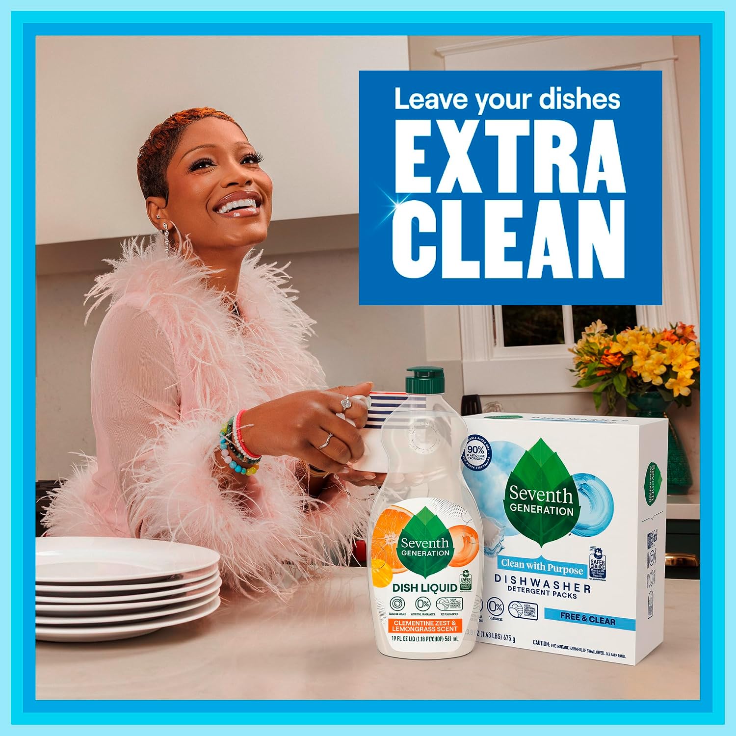 Seventh Generation Free & Clear Dishwasher Detergent Packs, 72 Count