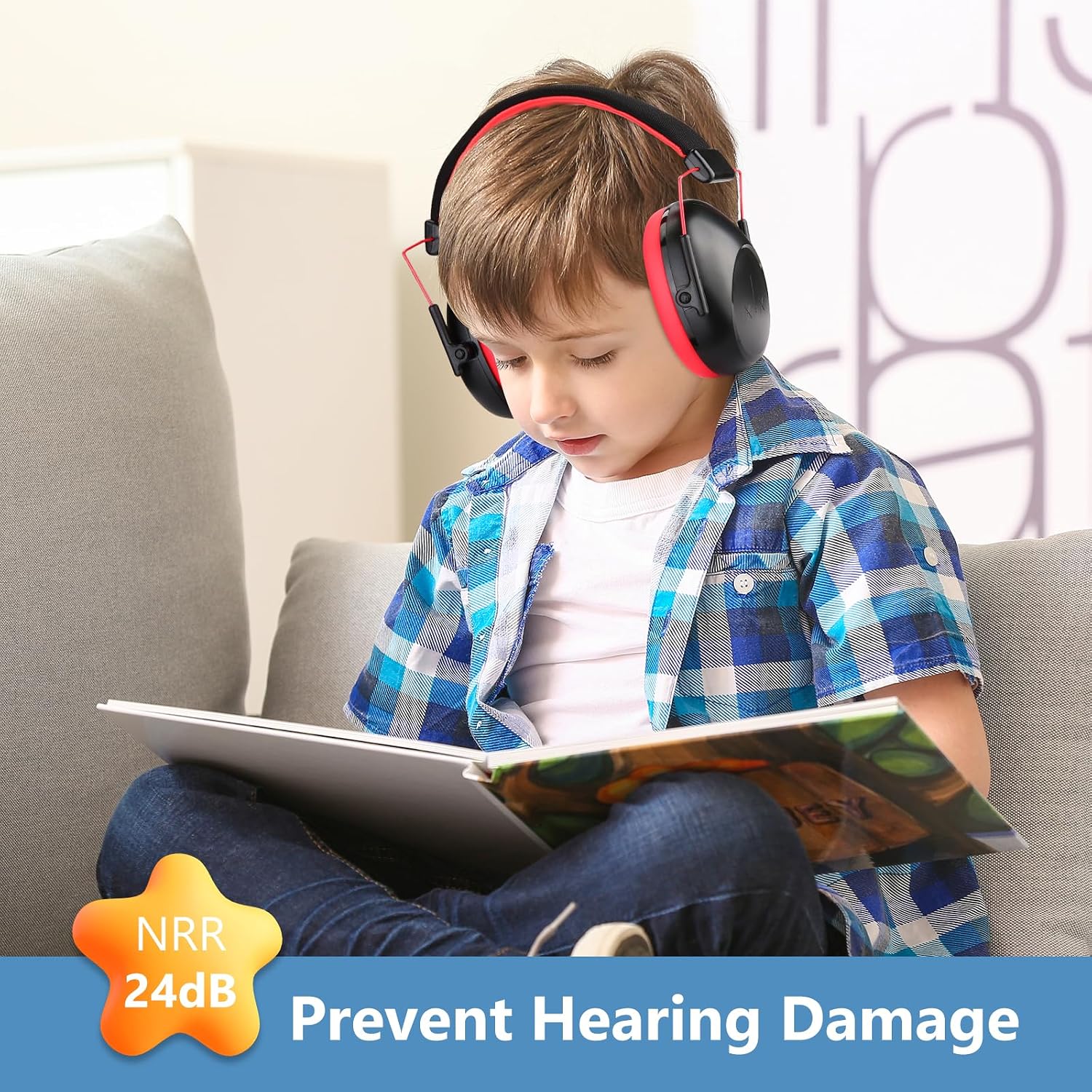 ProCase Kids Noise Cancelling Headphones Ear Hearing Protection, Black