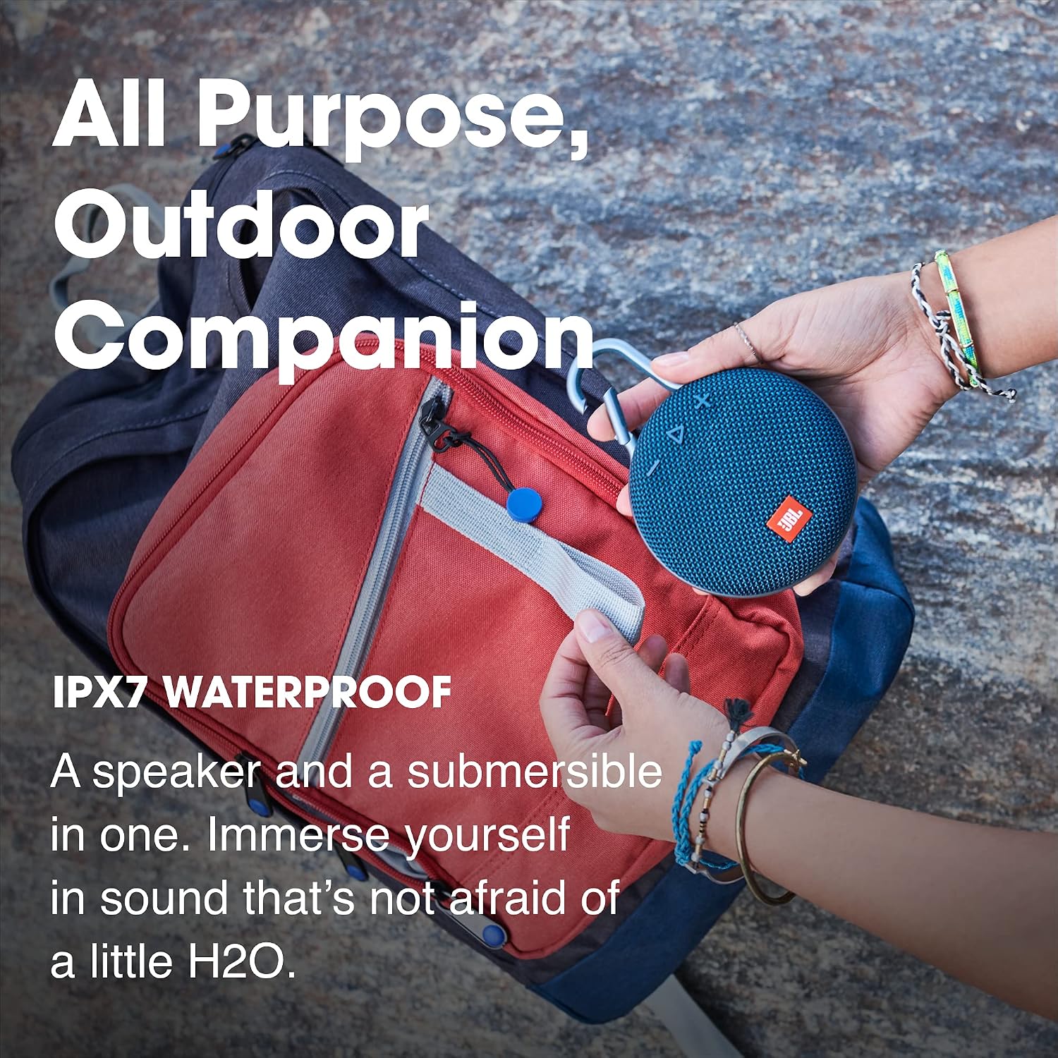 JBL Clip 3, Fiesta Red - Waterproof, Durable & Portable Bluetooth Speaker - Up to 10 Hours of Play - Includes Noise-Cancelling Speakerphone & Wireless Streaming
