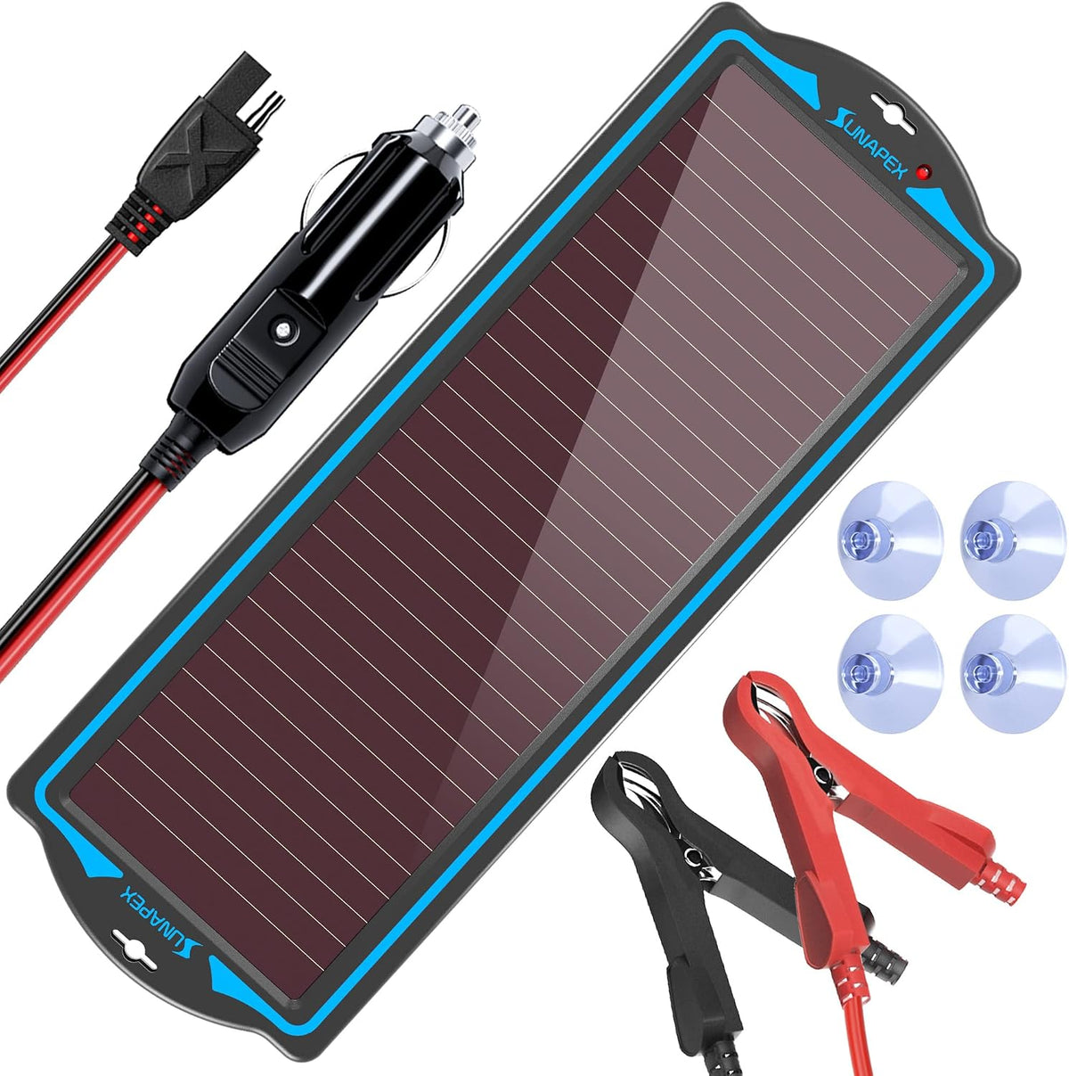 SUNAPEX 12V Solar Battery Charger Trickle Maintainer Kit for Car