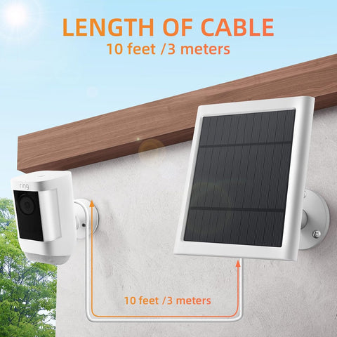 Solar Panel for Ring Camera, 4W Solar Charger Compatible with Rings Spotlight &Stick Up Outdoor Cam Battery, 10ft Long Cable with USB-C to Ring Barrel Plug Adapter