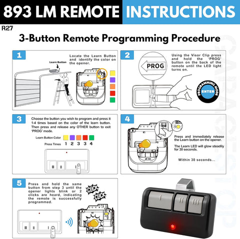 1x for LiftMaster Chamberlain Craftsman Garage Door Opener Remote
