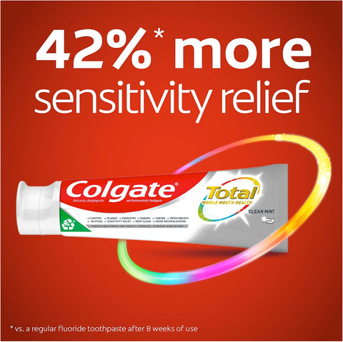 Colgate Total Toothpaste with Whitening, Clean Mint, 4.8 Ounce (Pack of 4)