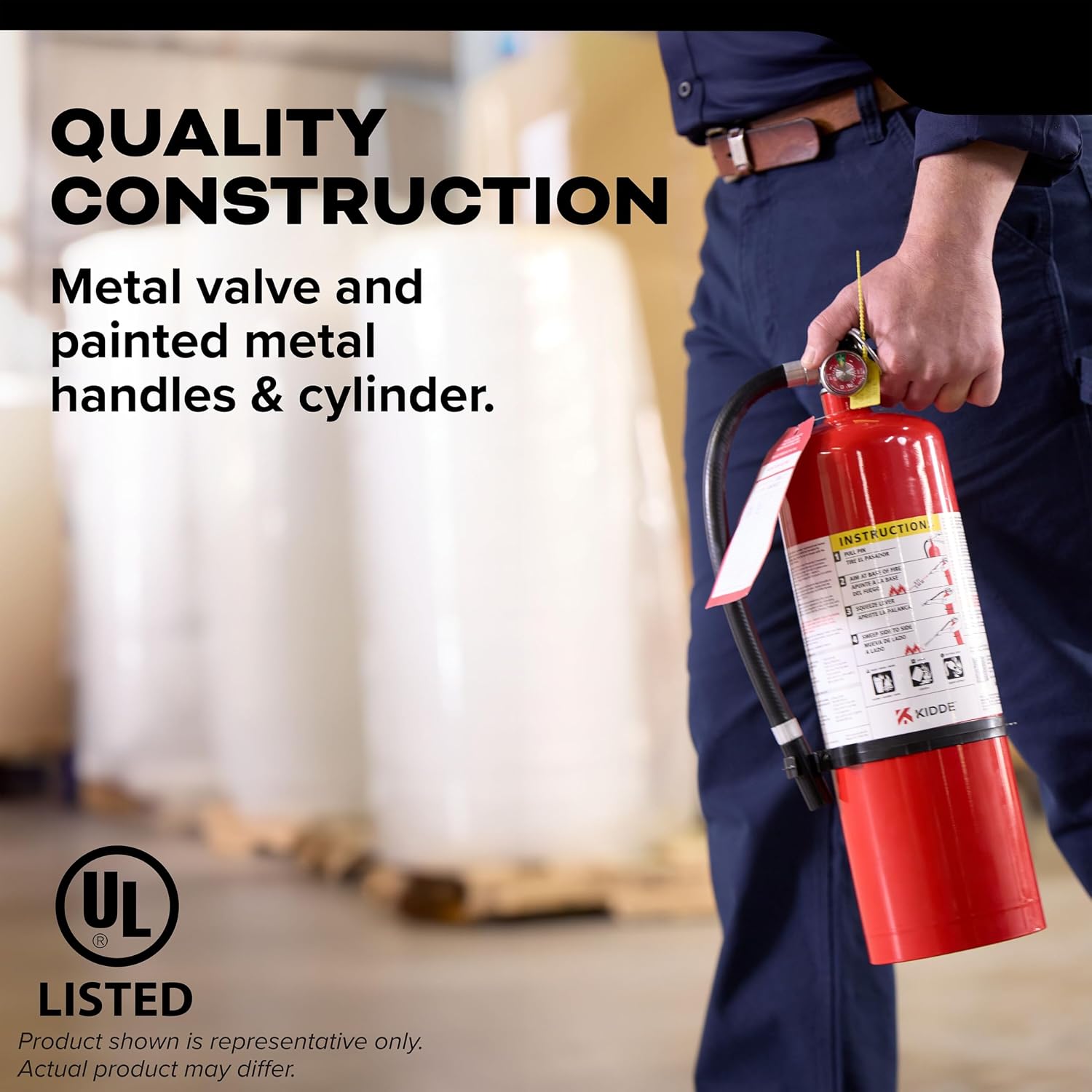 Kidde Pro 340 Commercial Fire Extinguisher, 3A:40-B:C, PRO-5MP-1