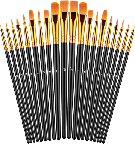 Artstorys Paint Brushes Set, 20 Pcs Acrylic Oil Watercolor Painting Brushes
