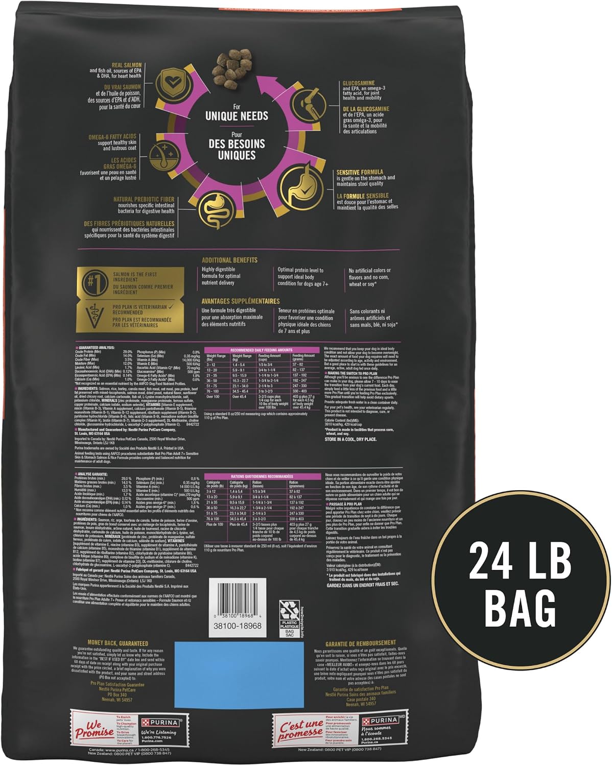 Purina Pro Plan Sensitive Skin & Stomach Dry Dog Food, Senior, 24 lb Bag