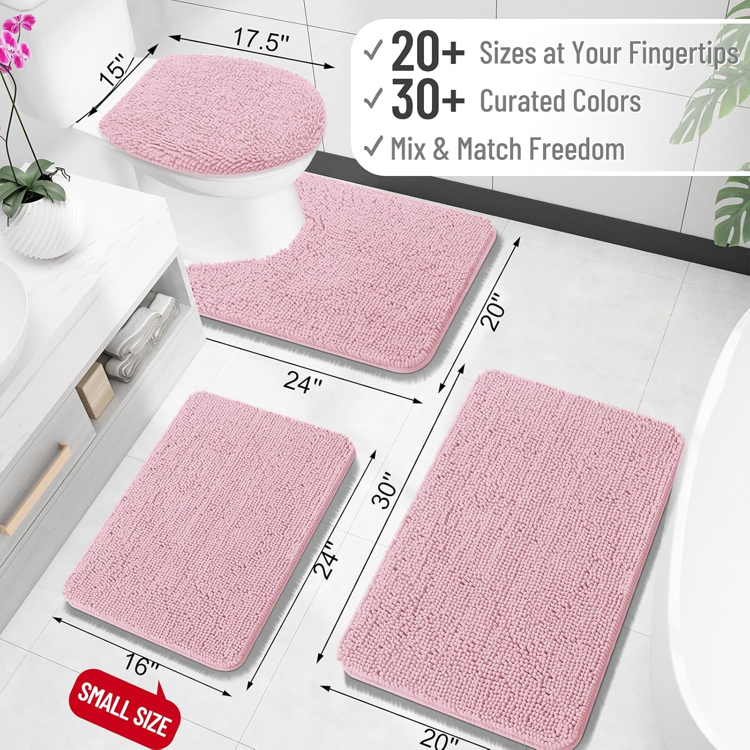 OLANLY Bathroom Rugs 30x20, Extra Soft Absorbent Chenille Bath Rugs