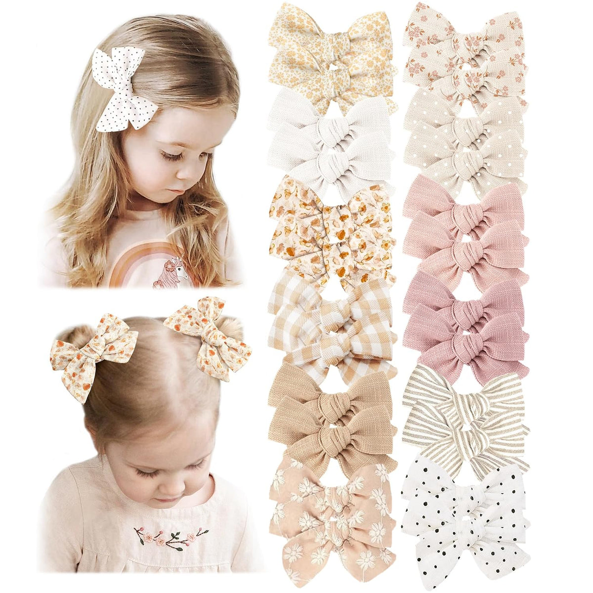 Niceye 24 Pack Baby Hair Bows for Girls, Toddler Hair Clips in Paris