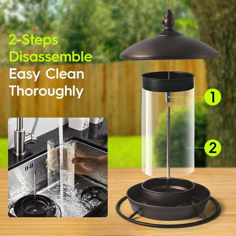 Youvip Metal Roof Bird Feeder - Chew Proof for Outdoor Hanging Wild Bird Seeds. Bronze