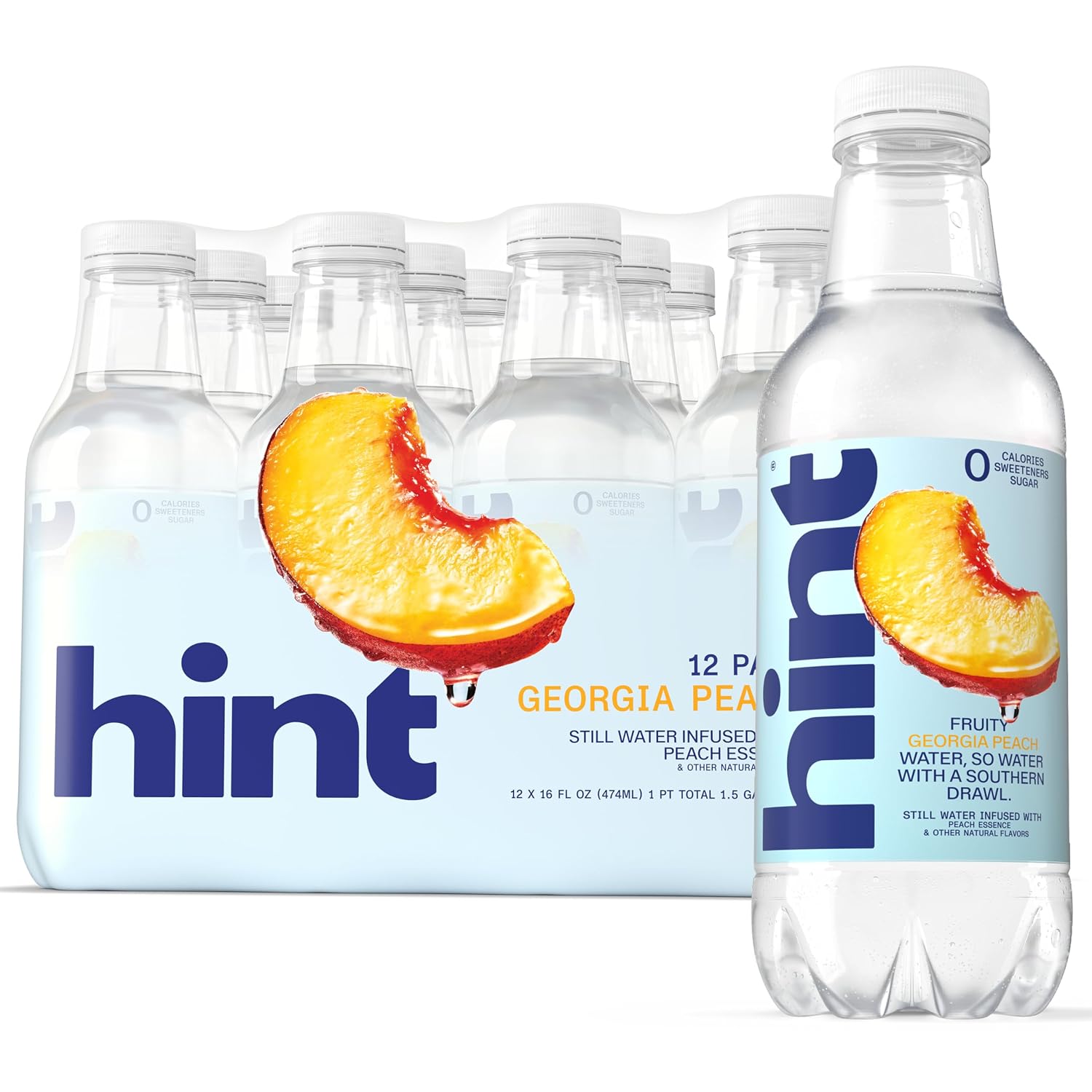 Hint Flavored Water Zero Sugar 0 Calories - Georgia Peach (12 pack)