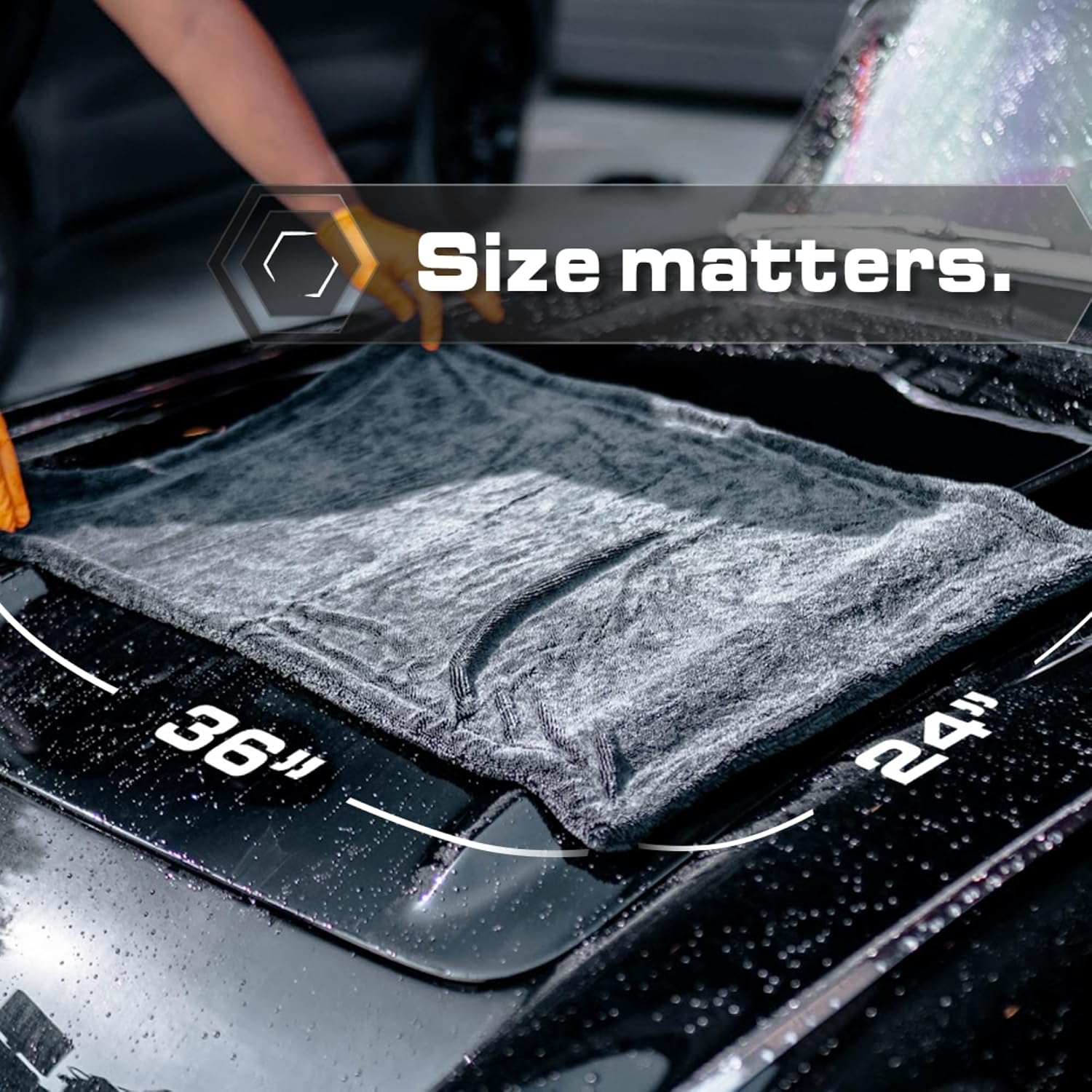 Blackline Microfiber Car Drying Towel 24"x36", 1300GSM Twisted Loop