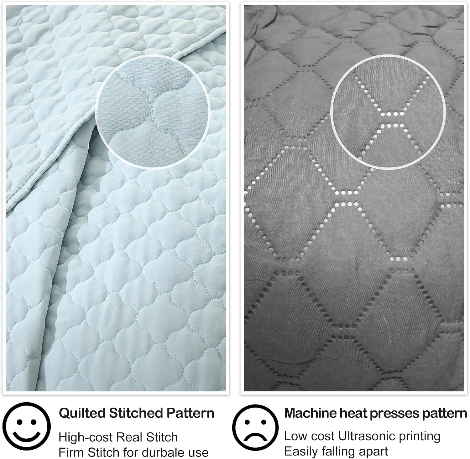 HORIMOTE HOME Quilt Twin Size Aqua Blue, Lightweight Quilt for Summer Ultra-Soft Microfiber Modern Style Quilted Clouds Pattern Bedspread Quit Set 2 Pieces (1 Quilt and 1 Pillow Sham)