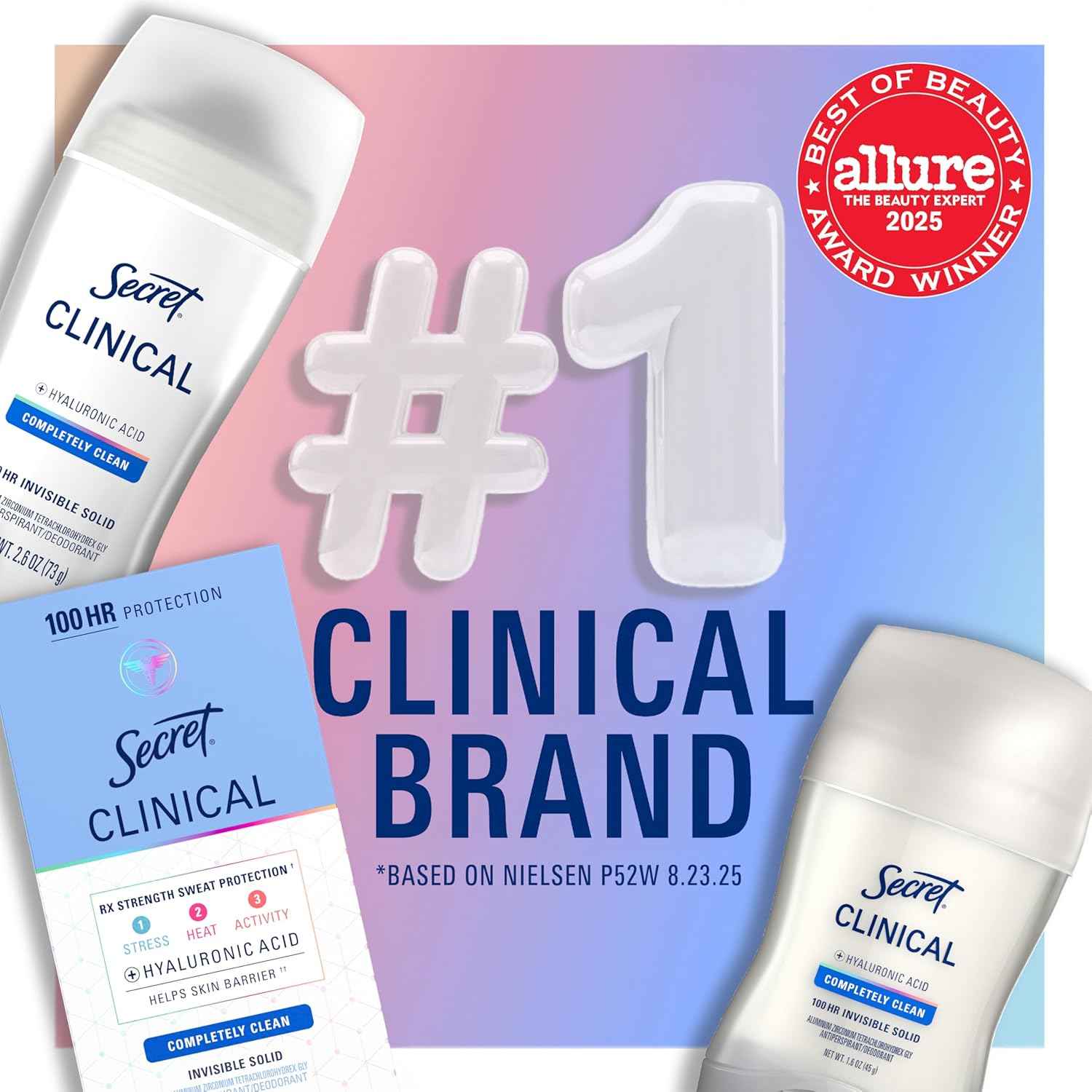 Secret Clinical Strength Antiperspirant and Deodorant for Women, Free & Sensitive, 3X Stress Sweat Protection, PH Balancing Minerals, Soft Solid, Unscented, 1.6 oz (Pack of 3)