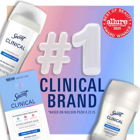 Secret Clinical Strength Antiperspirant and Deodorant for Women, Free & Sensitive, 3X Stress Sweat Protection, PH Balancing Minerals, Soft Solid, Unscented, 1.6 oz (Pack of 3)