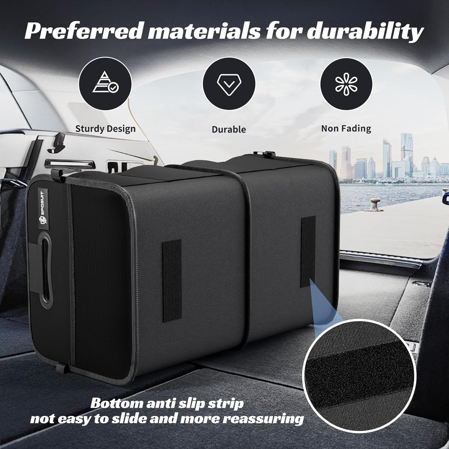 Sposuit Trunk Organizer for Car - 70L Collapsible Sturdy Car Storage, Black